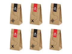 shumee Vrečke za sladkarije Pirati, kraft, 8x18x6cm (1 paket / 6 kosov)