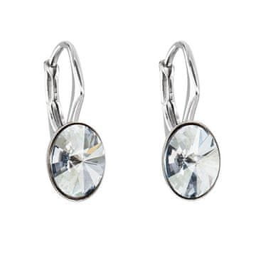 Evolution Group Srebrni ovalni uhani s kristali Swarovski 31276.5 modre barve