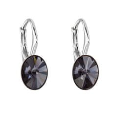 Evolution Group Bleščeči ovalni uhani s kristali Swarovski 31276.3 grafit