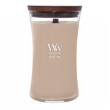 Woodwick Dišeča sveča v vazi velika Patchouli Creme 609,5 g