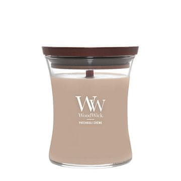 Woodwick Dišeča sveča v vazi srednje velikosti Patchouli Creme 275 g