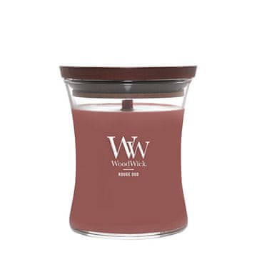 Woodwick Dišeča sveča v vazi srednje velikosti Rouge Oud 275 g