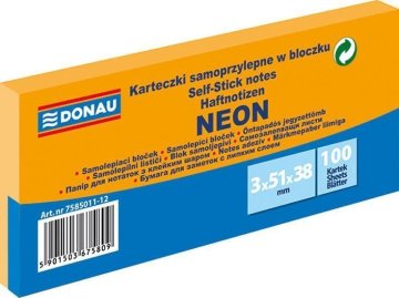 Donau Samolepilna blazinica 51 x 38 mm - neonsko oranžna 3 x 100 listov