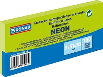 Donau Samolepilna blazinica 51 x 38 mm - neonsko zelena 3 x 100 listov