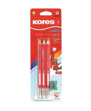 Kores Jumbo trikotni svinčnik Coach 3/4 dolžine z radirko 3 kosi