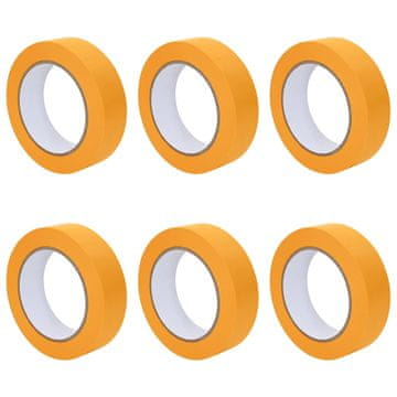 Vidaxl Maskirni trakovi za slikarje 6 pcs Rumena 25 mm x 50 m Papir