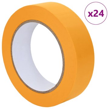 Vidaxl Maskirni trakovi za slikarje 24 pcs Rumena 25 mm x 50 m Papir