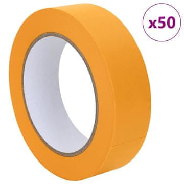 Vidaxl Maskirni trakovi za slikarje 50 pcs Rumena 30mm x 50m Papir