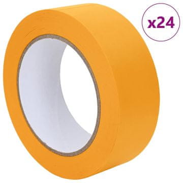 Vidaxl Maskirni trakovi za slikarje 24 pcs Rumena 38mm x 50m Papir