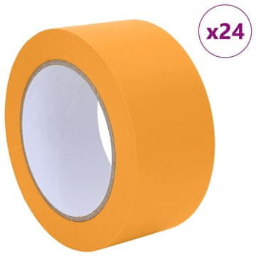 Vidaxl Maskirni trakovi za slikarje 24 pcs Rumena 50mm x 50m Papir