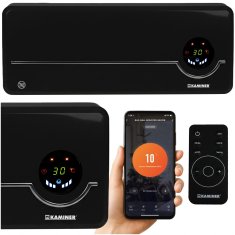 Kaminer 2000W keramična stenska WIFI električna grelna zračna zavesa LCD APP + daljinec črna
