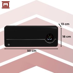 Kaminer 2000W keramična stenska WIFI električna grelna zračna zavesa LCD APP + daljinec črna
