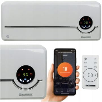 Kaminer 2000W keramična stenska WIFI električna grelna zračna zavesa LCD APP + daljinec bela