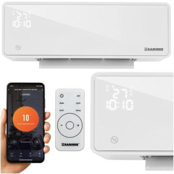 Kaminer 2000W stenska WIFI grelna zračna zavesa LCD APP ZELVION + daljinec bela