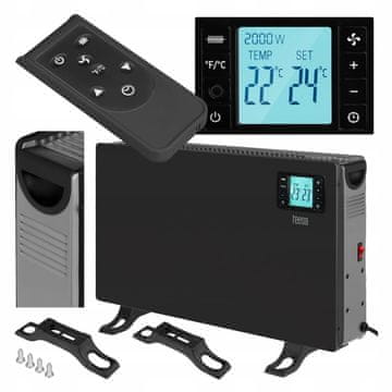 Teesa 2000W električni konvektorski grelec LCD + daljinec črn