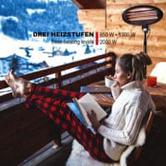 Teesa 2000W Infrardeči električni grelec za teraso s 3 nastavitvami IPX4