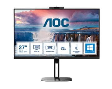 AOC Q27V5CW monitor, QHD, IPS, 75Hz, kamera, USB-C