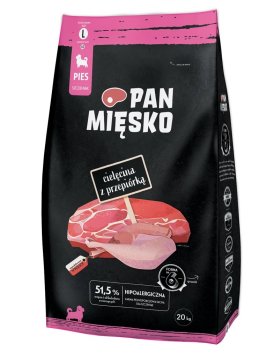 shumee Suha hrana za pse PAN MĘSKO Telečje meso s prepelico L 20 kg