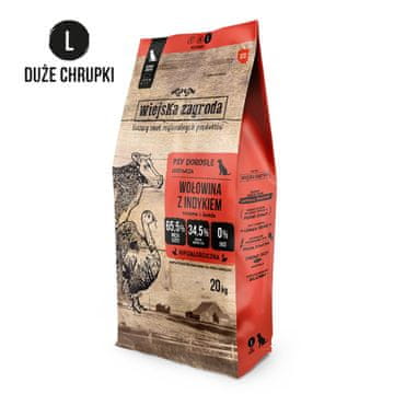 shumee Wiejska Zagroda Suha hrana za pse GOVEDINA s PURANINO Velike pasme L 20 kg