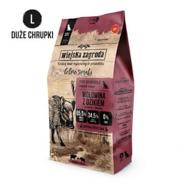 shumee COUNTRY FARM Govedina z divjim prašičem L 9kg