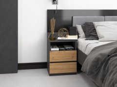 Topeshop Topeshop M1 nočna omarica, 2 predala, hrast/antracit