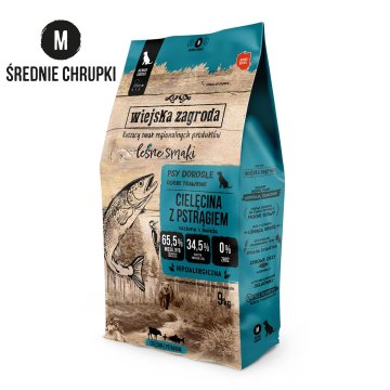 shumee Wiejska Zagroda GOZDNI OKUSI Hrana za pse TELEČJA POSTRV Srednje pasme 9 kg