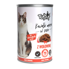 shumee Tuf Tuf koščki govedine za mačke v konzervi 415 g