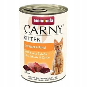 shumee Animonda Carny Kitten mokra hrana za mucke z govedino in perutnino 400 g pločevinka