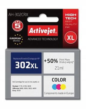 shumee Črnilo ActiveJet za HP 302XL F6U67AE reg AH-302CRX