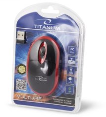 shumee BREZŽIČNA OPTIČNA MIŠKA TITANUM 3D 2,4 GHz VULTURE ČRNO/RDEČA