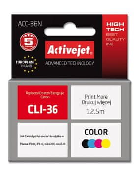 ActiveJet Activejet ACC-36N nadomestna barvna kartuša za Canon (CLI-36), 12.5 ml
