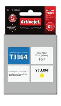 ActiveJet Nadomestna brizgalna kartuša Activejet AE-33YNX (rumena, 12 ml) za Epson 33XL T3364