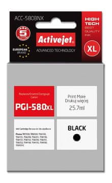 ActiveJet Activejet ACC-580BNX črnilo (nadomestilo za Canon PGI-580XLBk), 25.7 ml