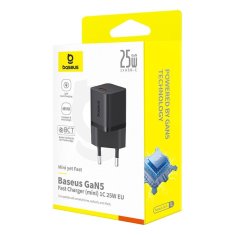 shumee Stenski polnilnik Baseus GaN5 1C 25 W EU (črn)