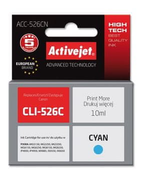 ActiveJet Zamjenska tinte Activejet ACC-526CN za Canon CLI-526C, 10 ml, cijan