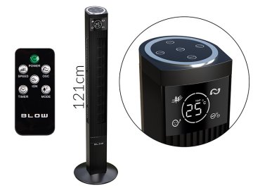 shumee VENTILATOR S PIHALNIM STEBROM XXL 125 CM 90 W ČRNEGA OBLIKOVALCA