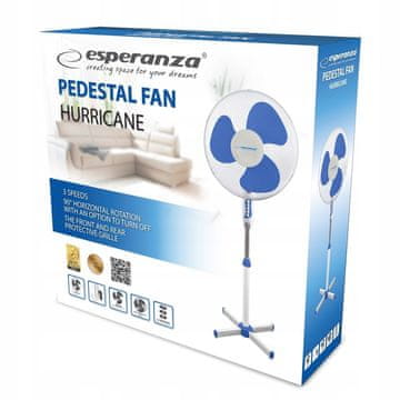 shumee STOJEČI VENTILATOR ESPERANZA HURRICANE BELO/MODREGA OBLIKE.
