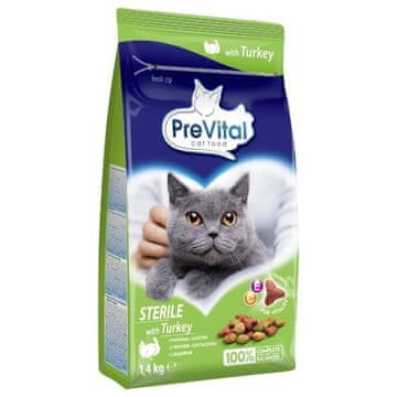 shumee PREVITAL Sterilna suha hrana za mačke s puranjim mesom 1,4 kg