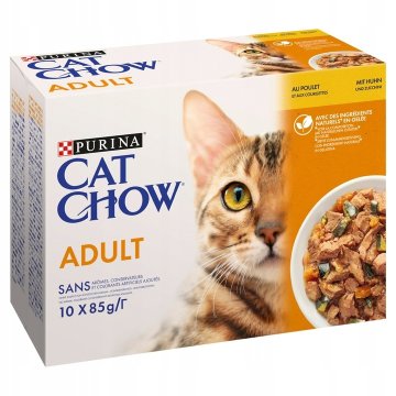 shumee Večpak hrane za mačke Cat Chow Adult s piščancem in bučkami 10 x 85 g