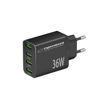 ESP ESP EZC107K 36W USB polnilnik, Quick Charge 3.0, črn