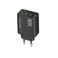 ESP ESP EZC107K 36W USB polnilnik, Quick Charge 3.0, črn