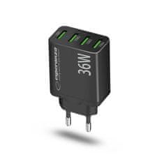 ESP ESP EZC107K 36W USB polnilnik, Quick Charge 3.0, črn