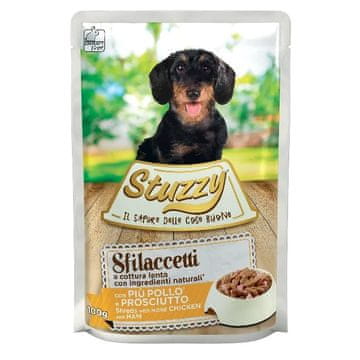 STUZZY STUZZY Sfilaccetti piščanec s šunko - mokra hrana za pse, 100g