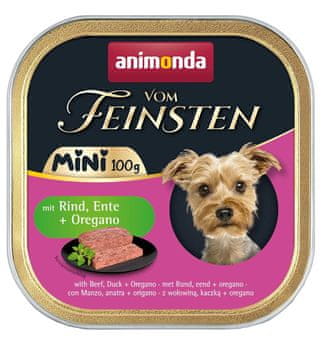 Animonda Animondu Vom Feinsten - mokra hrana za pse s govedino, račkom in origanom (100 g)