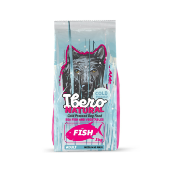 shumee Ibero Cold Press Dog Adult Medium/Large Fish hladno stiskana hrana za srednje velike pse z ribami Ibero Cold Press Dog Adult Medium/Large Fish hladno stiskana hrana za srednje velike pse z ribami 3 kg