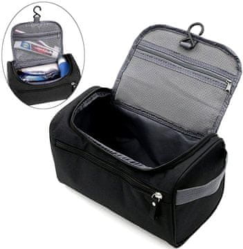 Camerazar Uniseks Raztegljivi Organizator za Kozmetiko s Klipom, Črna Poliester, 23x13x15 cm