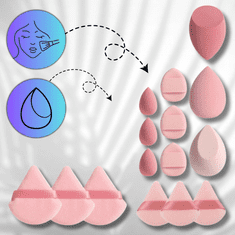 Camerazar Sklop rožnatih gobic za ličenje v posodi - mešalnik in pudrnate gobice