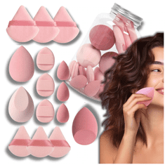 Camerazar Sklop rožnatih gobic za ličenje v posodi - mešalnik in pudrnate gobice