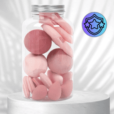 Camerazar Sklop rožnatih gobic za ličenje v posodi - mešalnik in pudrnate gobice