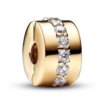 Pandora Pozlačena sponka za perlo s cirkoni Shine 761972C01